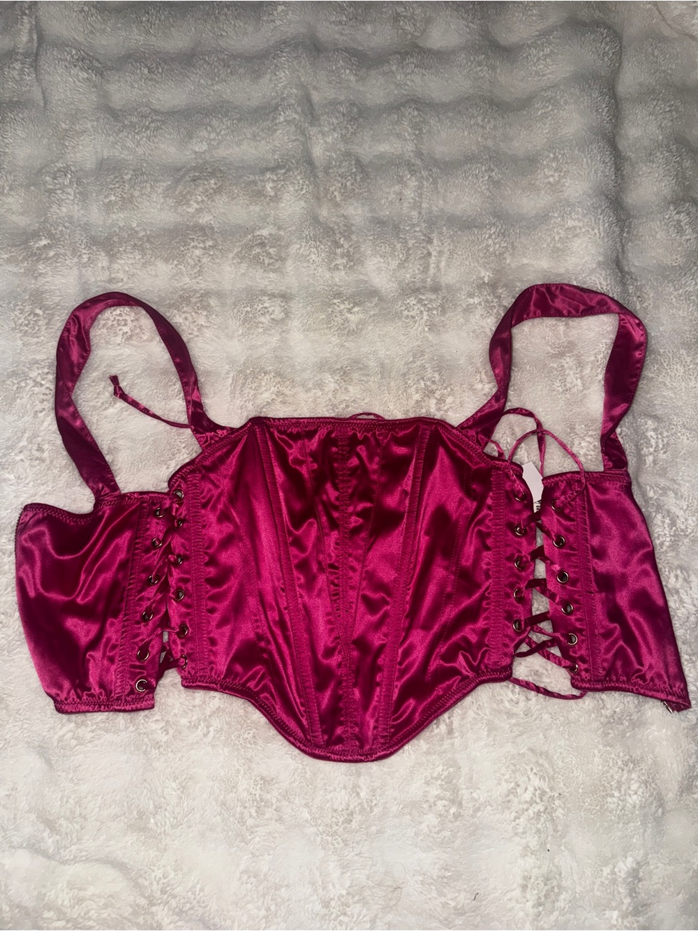 Urban Outfitters Satin Lace-Up Bustier in Rose